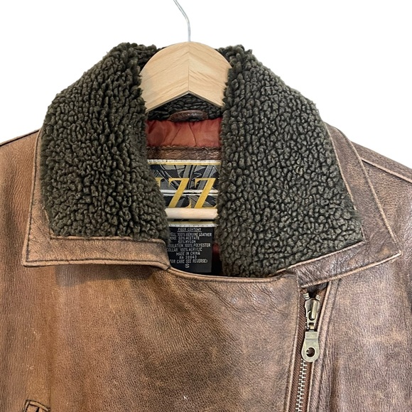 Vintage Jackets & Coats Vintage Izzi Sherpa Trim Brown Leather